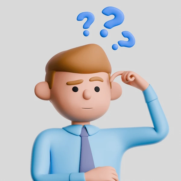 Personaje 3D con signos de pregunta sobre inteligencia artificial generativa